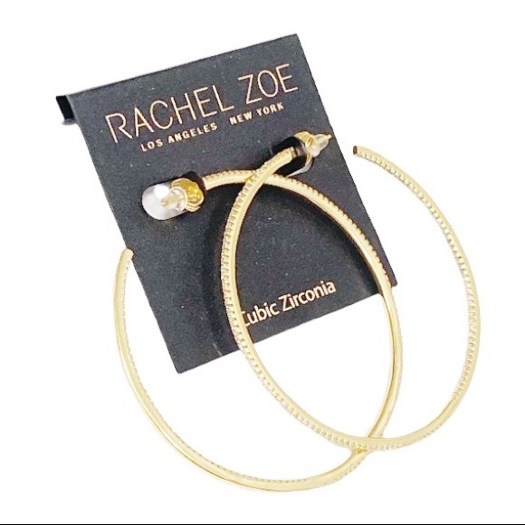 Rachel Zoe CZ GP Hoop Earrings - Picture 2 of 4